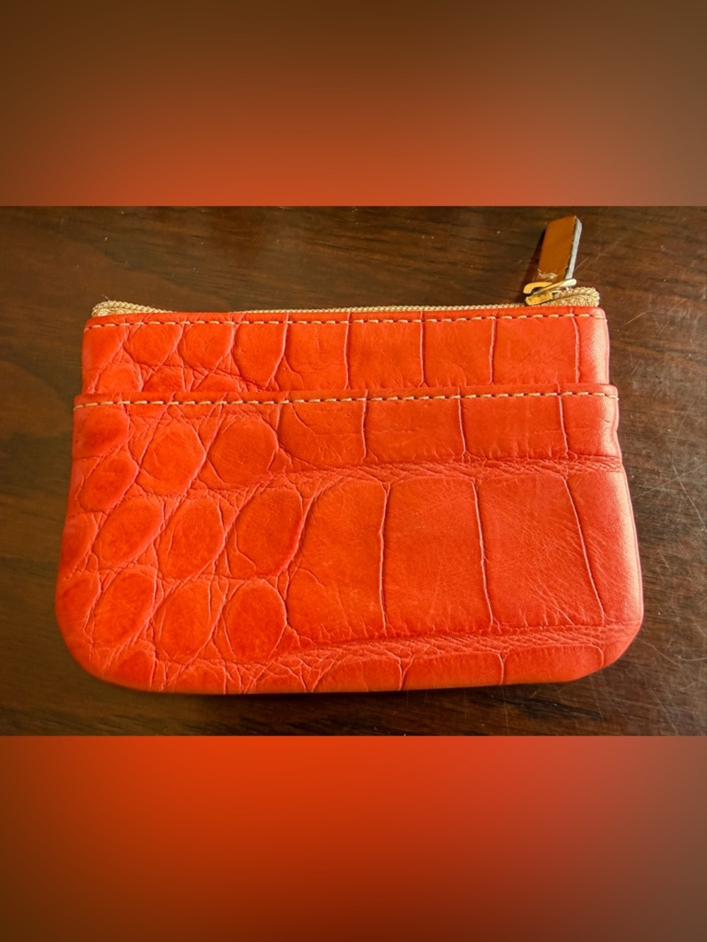 Dooney & Bourke Red Croc-Embossed Leather Key & Card Holder - Picture 5 of 12